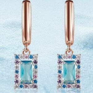 Square Pendant Topaz Color Hoop Earrings